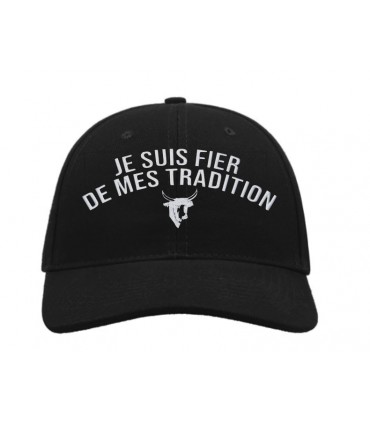 Casquette noir brodée je suis fier de mes tradition