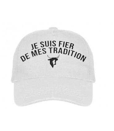 Casquette blanc brodée je suis fier de mes tradition