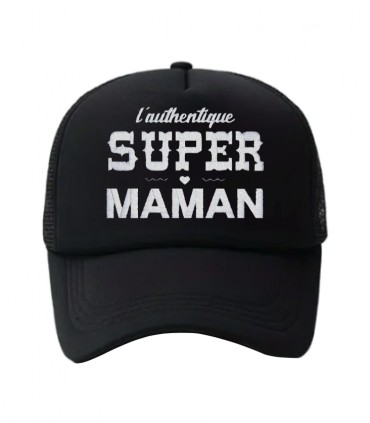 Casquette noir brodée l'authentique super maman