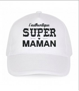 Casquette blanche brodée l'authentique super maman