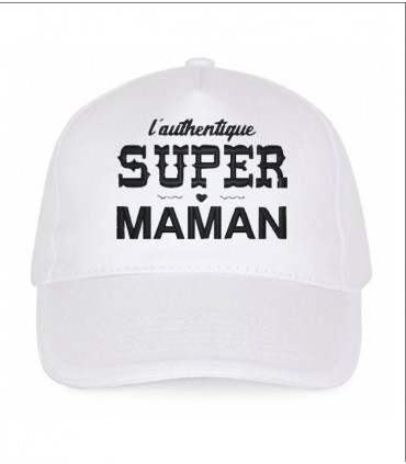 Casquette blanche brodée l'authentique super maman