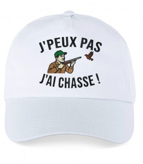 Casquette brodée j'peux pas j'ai chasse blanc