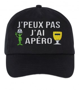 Casquette brodée j'peux pas j'ai apéro