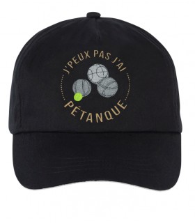 Casquette brodée j'peux pas j'ai pétanque noir