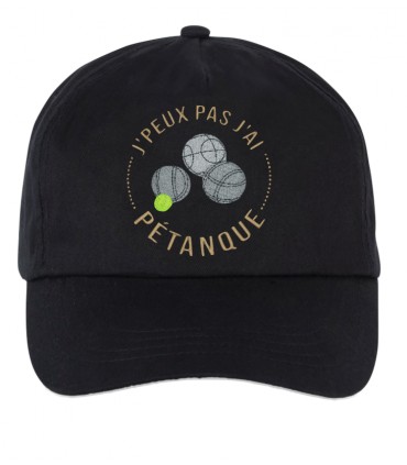 Casquette brodée j'peux pas j'ai pétanque noir