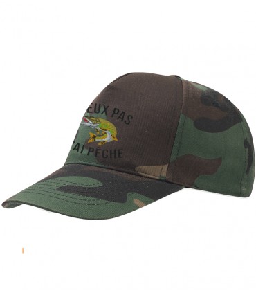 Casquette brodée j'peux pas j'ai pêche camo
