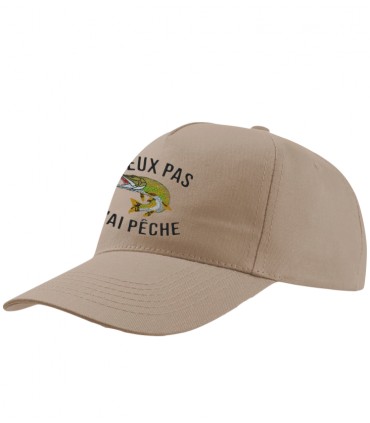 Casquette brodée j'peux pas j'ai pêche kaki
